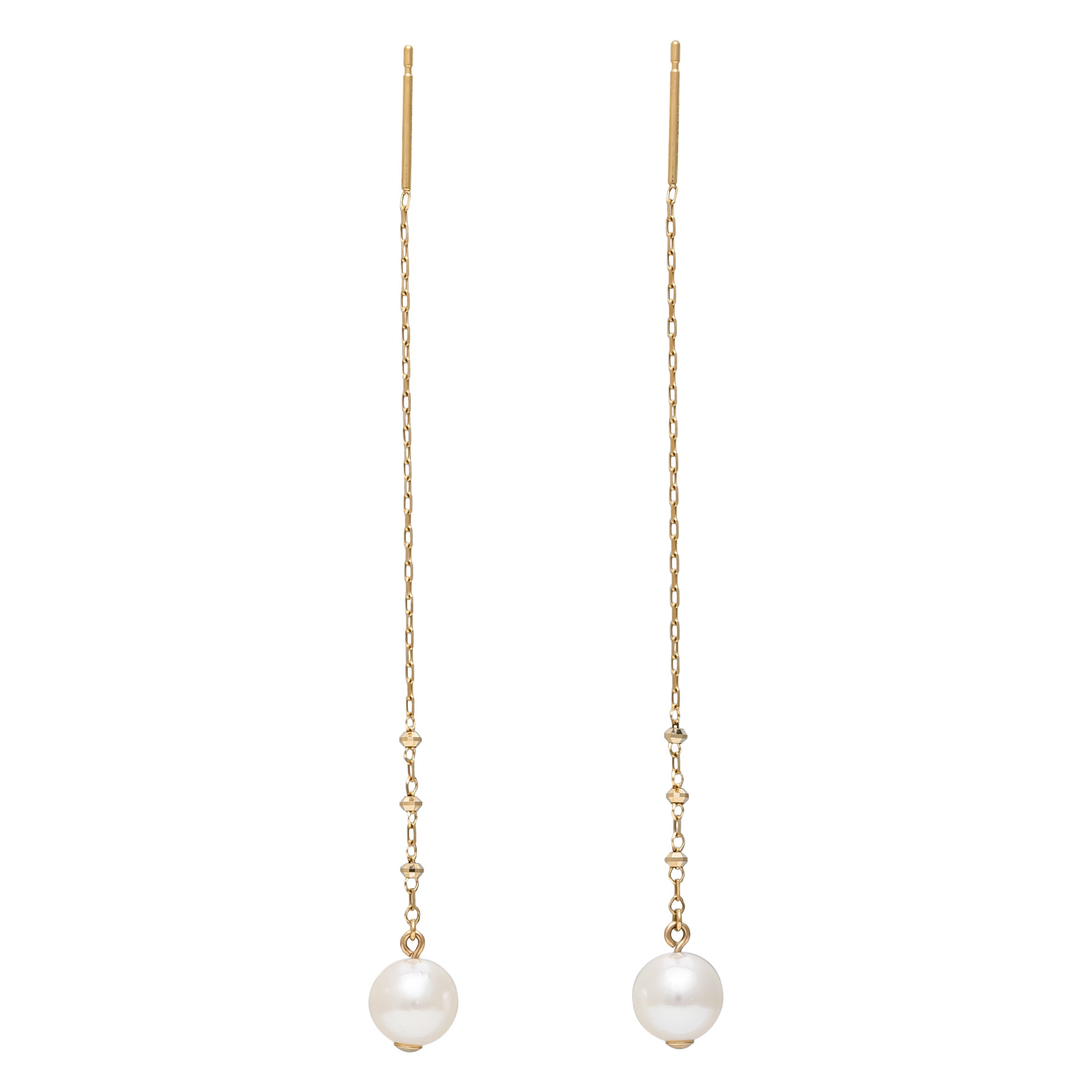 18K/10 Akoya Pearl Chain Type Earrings (Yellow Gold) - Product Image