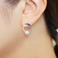 14K/10 Akoya Pearl Circle Design Earrings (White Gold) - Model Image