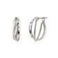14K/10K Mixed Cut Double Hoop Earrings (White Gold) - Product Image