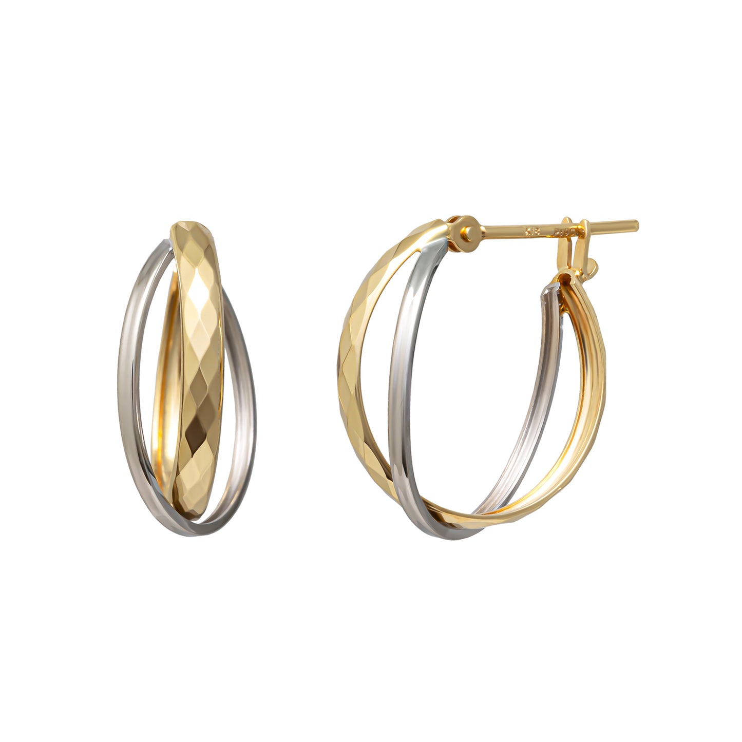 High Quality Bicolor Hoop Earrings [Large] (Platinum / 18K Yellow Gold) - Product Image