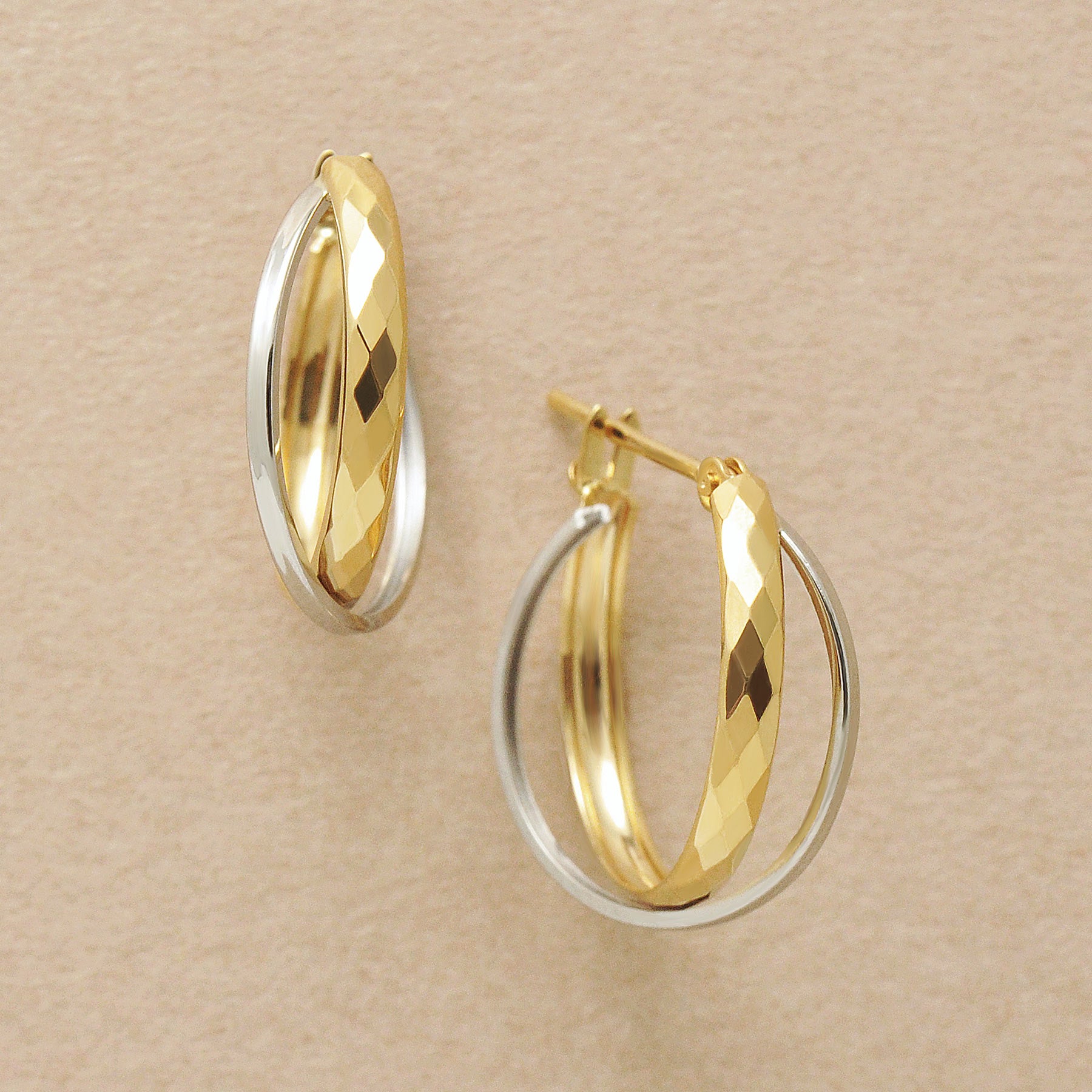 High Quality Bicolor Hoop Earrings [Large] (Platinum / 18K Yellow Gold) - Product Image