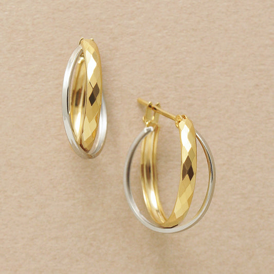 High Quality Bicolor Hoop Earrings [Large] (Platinum / 18K Yellow Gold) - Product Image
