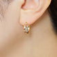 High Quality Bicolor Hoop Earrings [Large] (Platinum / 18K Yellow Gold) - Model Image