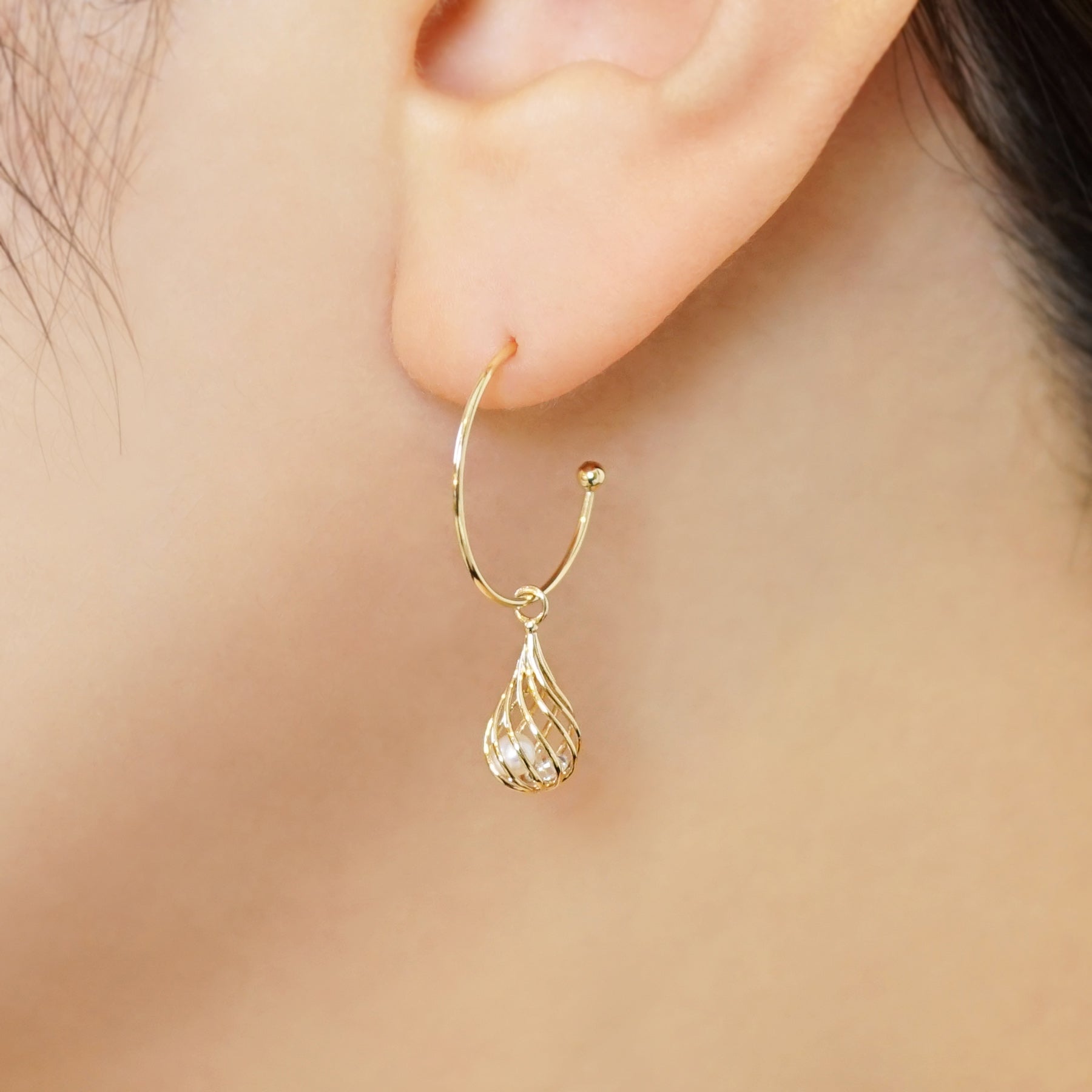 [Golden dew]18K☆Darjeeling (Pearl) 7.5 mm Single Earring Golden dew]18K☆Darjeeling (Pearl) 7.5 mm Single Earring