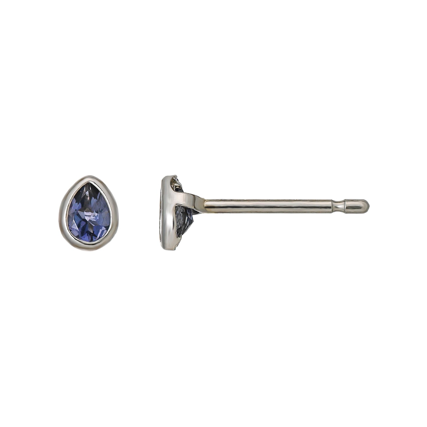 [Second Earrings] Platinum Iolite Dew Drop Earrings - Product Image