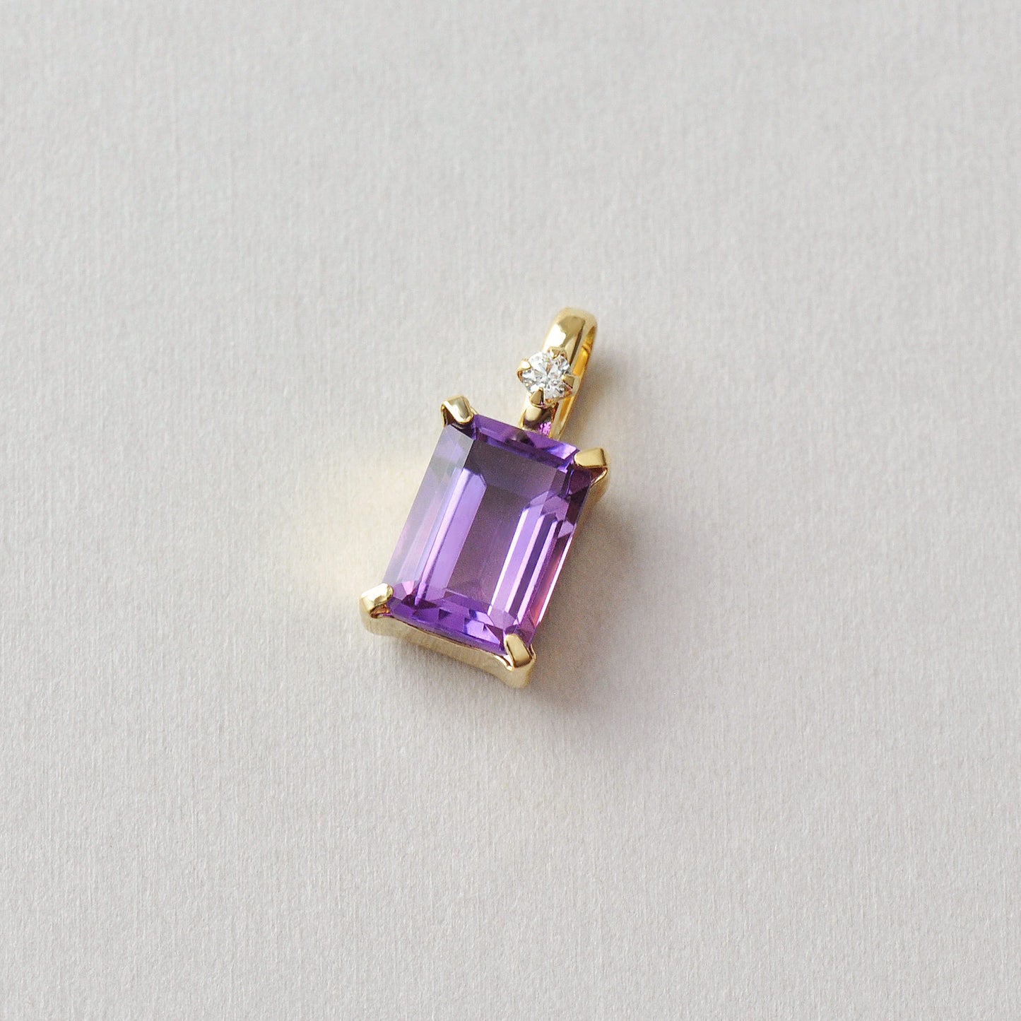 10K Amethyst Square Necklace Charm (Yellow Gold) - Product Image