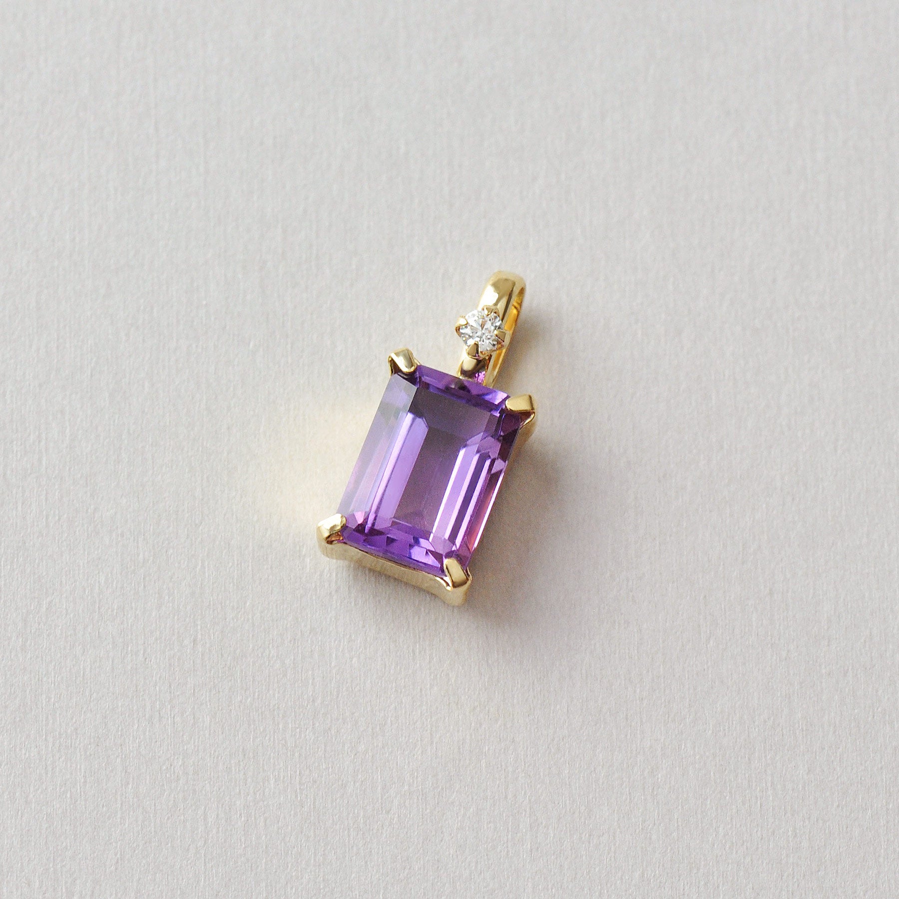 10K Amethyst Square Necklace Charm (Yellow Gold) - Product Image