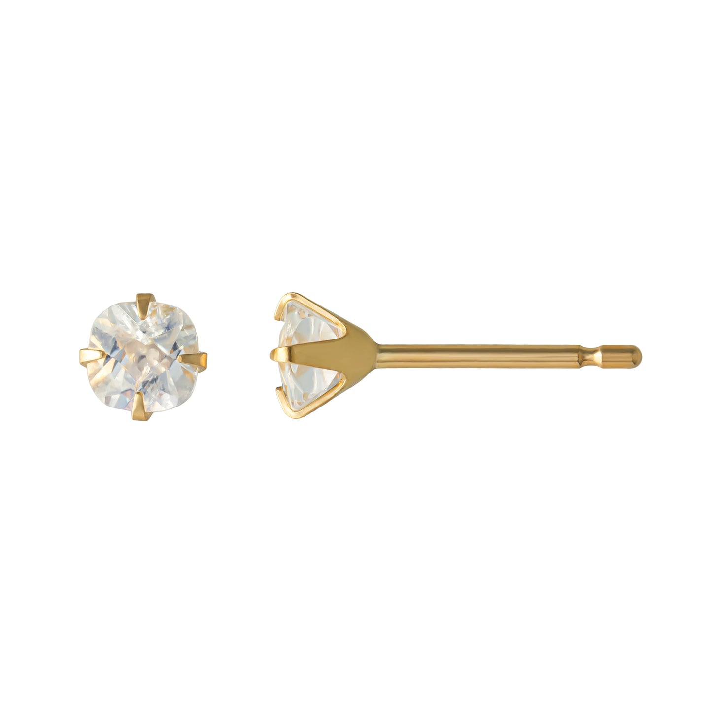 [Second Earrings] 18K Blue Moonstone French Cut Earrings (Yellow Gold) - Product Image