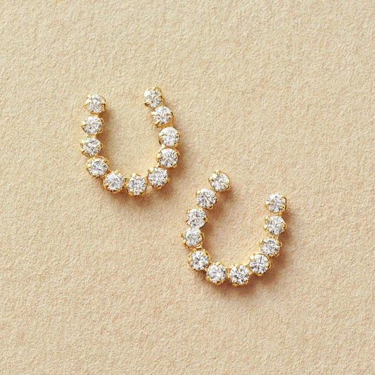 10K Horseshoe Stud Earrings (Yellow Gold) - Product Image