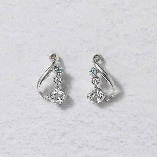 14K/10K Diamond Twist Swinging Earrings (White Gold) - Product Image