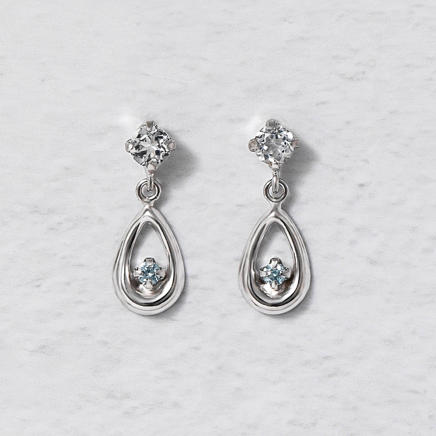 14K/10K Diamond Drop Swinging Earrings (White Gold) - Product Image