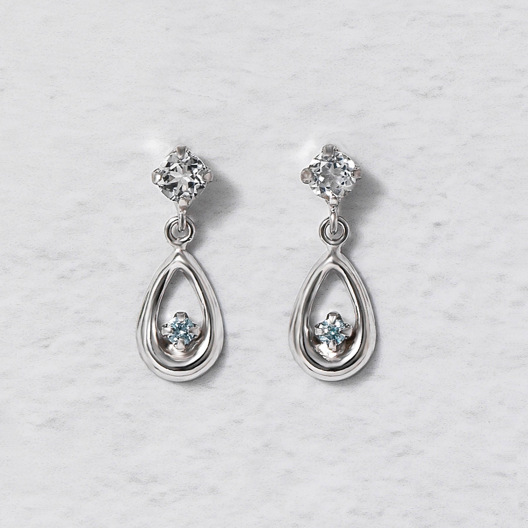 14K/10K Diamond Drop Swinging Earrings (White Gold) - Product Image