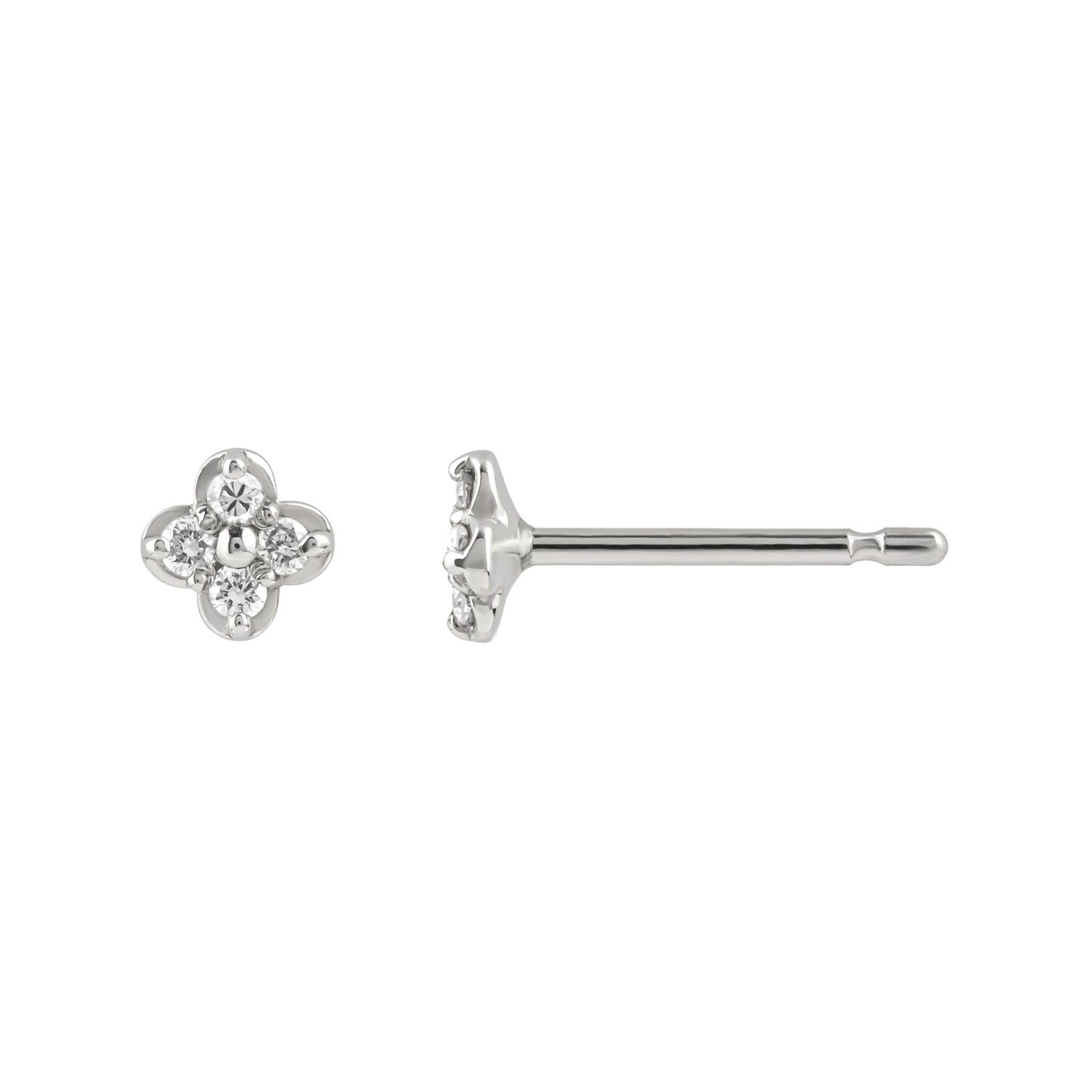 [Second Earrings] Platinum 0.08ct Diamond Flower Earrings - Product Image