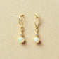 18K/10K Opal Double Line Swinging Earrings (Yellow Gold) - Product Image