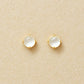 [Second Earrings] 18K Milky Quartz Cabochon Earrings (Yellow Gold) - Product Image