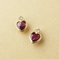 10K Rhodolite Garnet Heart Love Earrings (Yellow Gold) - Product Image