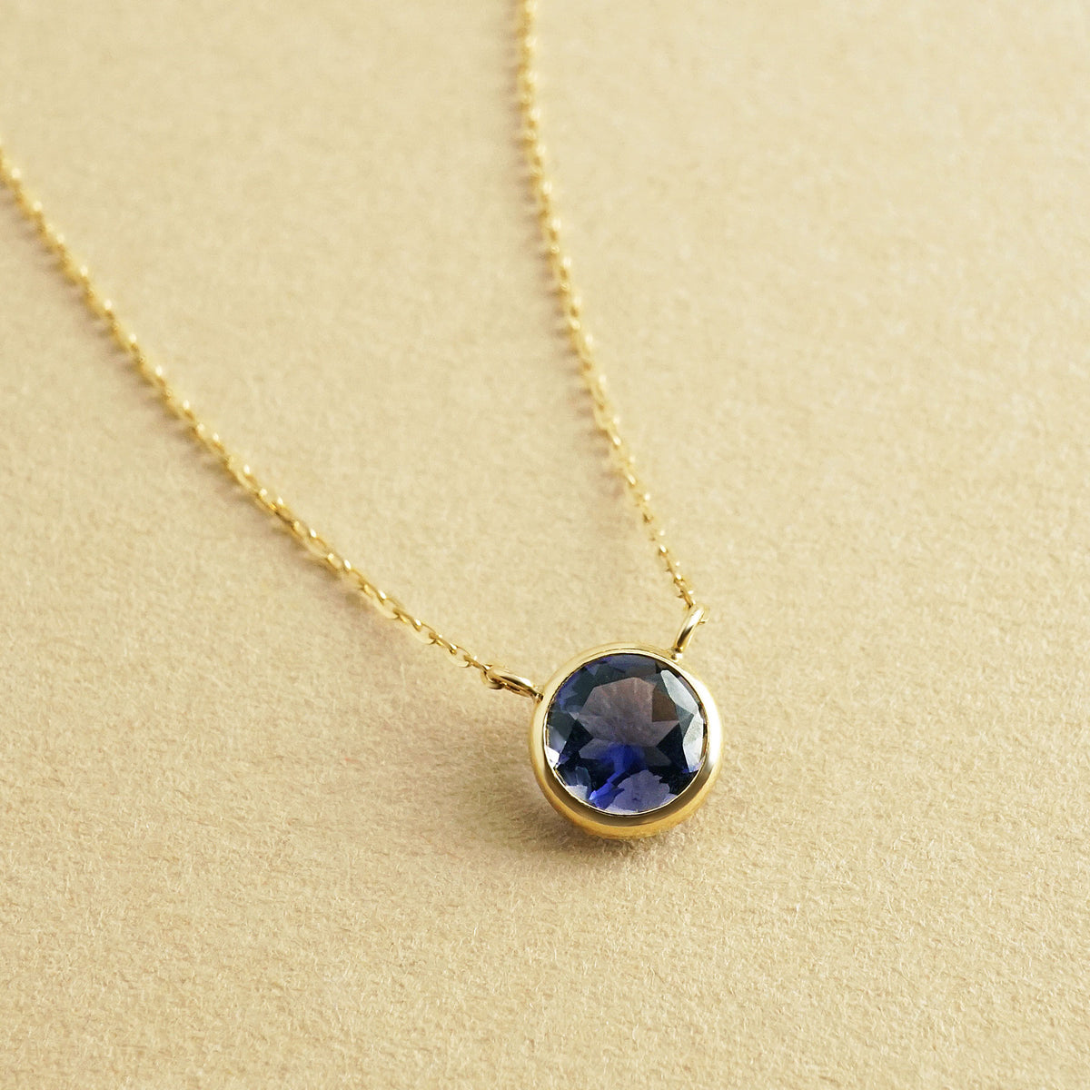 10K Iolite Solitaire Necklace (Yellow Gold) - Product Image