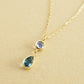 10K Blue Topaz Dew Drop Swinging Necklace (Yellow Gold) - Product Image