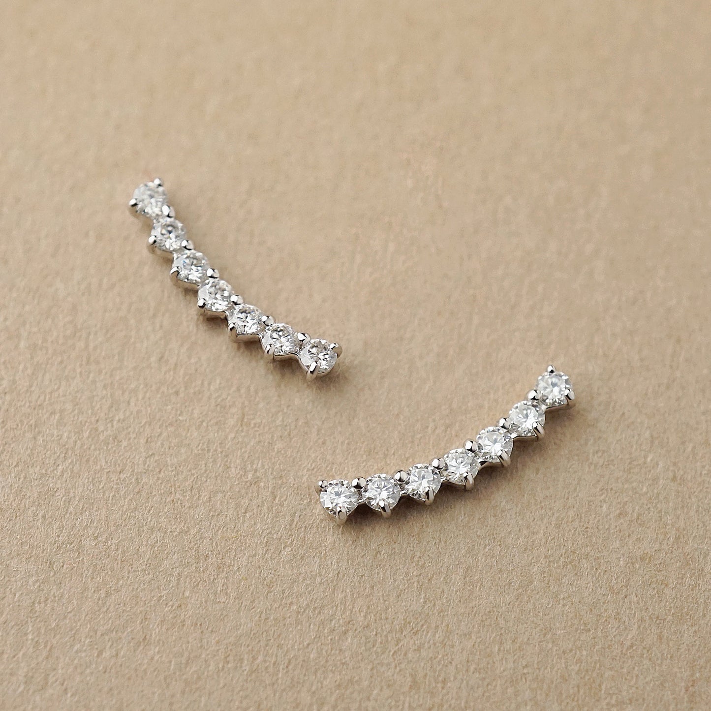 14K/10K Moissanite Meteor Lace Earrings (White Gold) - Product Image