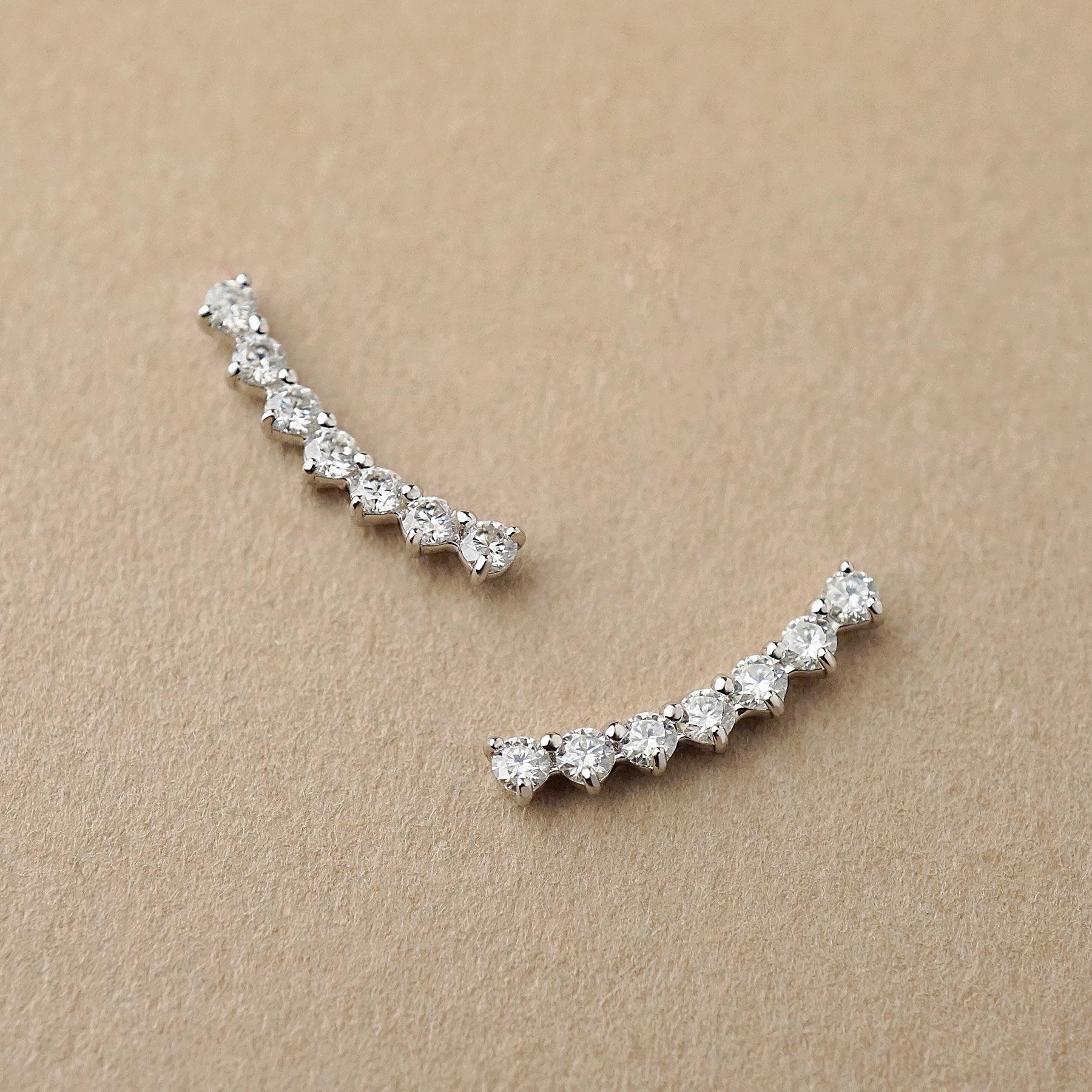 14K/10K Moissanite Meteor Lace Earrings (White Gold) - Product Image