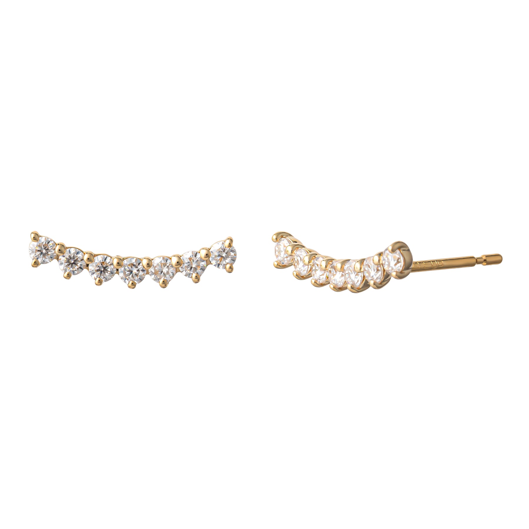 18K/10K Moissanite Meteor Lace Earrings (Yellow Gold) - Product Image