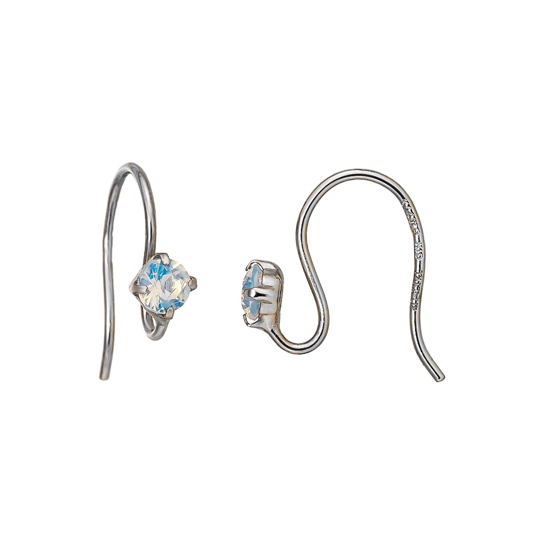 [Palette] 14K/10K Glass Opal Base Earrings (White Gold) - Product Image