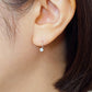 [Palette] 14K/10K Glass Opal Base Earrings (White Gold) - Model Image
