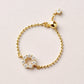 10K Moissanite Circle Flower Chain Ring (Yellow Gold) - Product Image