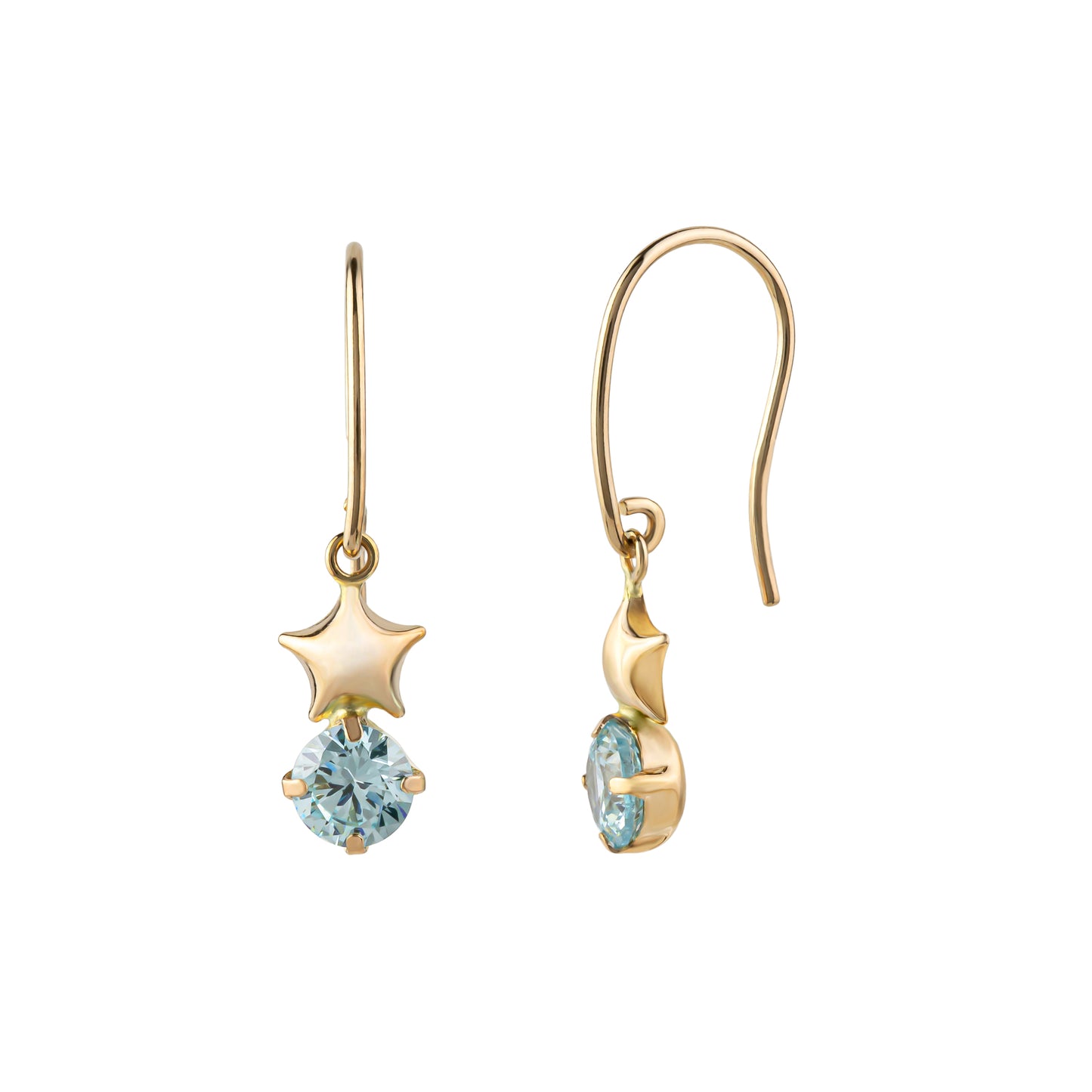 10K Star Wire Earrings (Yellow Gold) - Product Image