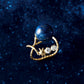 10K Lapis Lazuli Moissanite Ear Cuff [Planet] (Yellow Gold) - Product Image