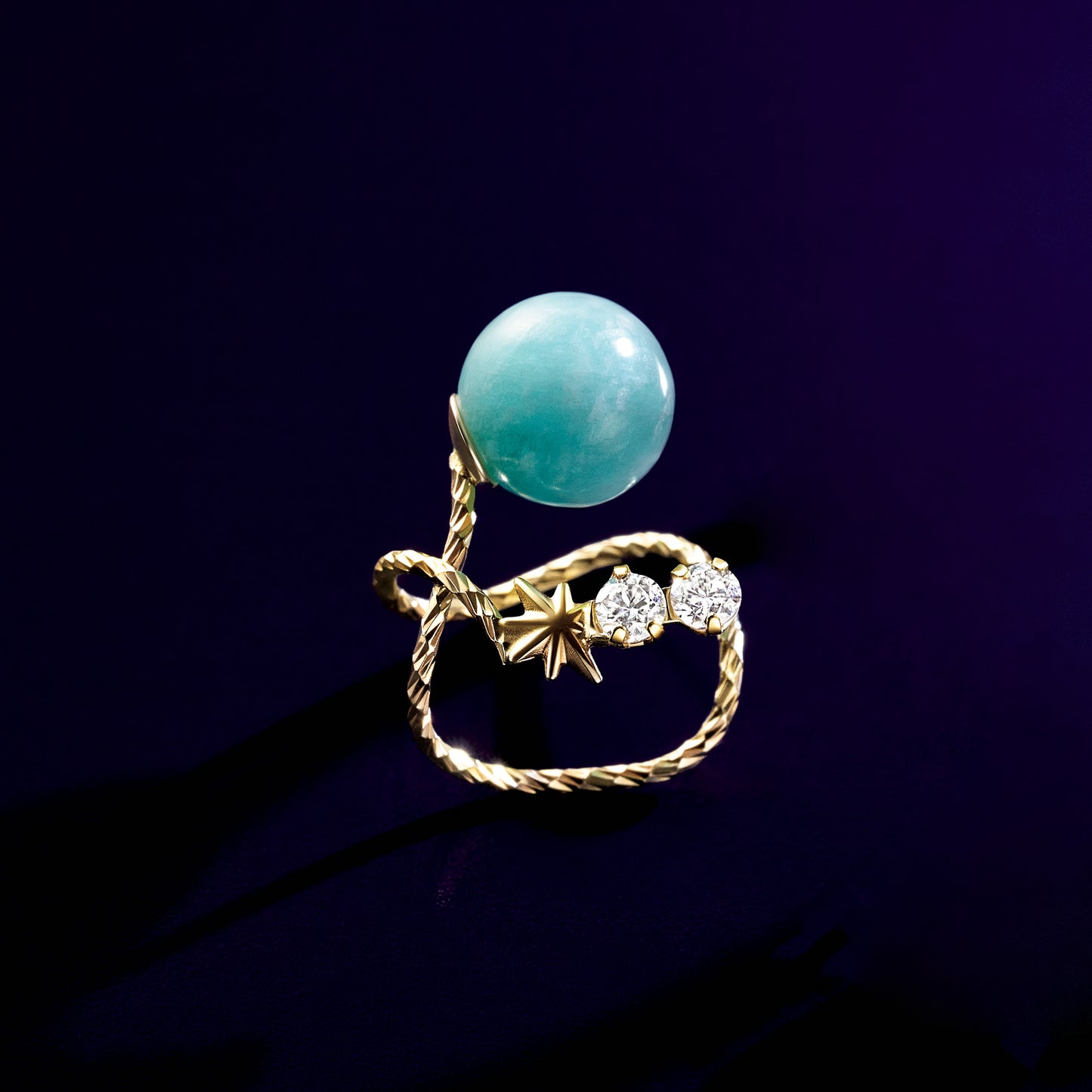 10K Planet Moissanite Ear Cuff (Yellow Gold) - Product Image