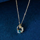 10K Blue Topaz and Moissanite Necklace [Falling Star] (Yellow Gold) - Product Image
