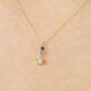 10K Sapphire Moissanite Necklace [Milky Way] (Yellow Gold) - Model Image