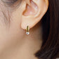 18K/10K Stylish Rhombus Earrings (Yellow Gold) - Model Image