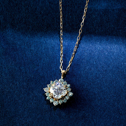 10K Moissanite Necklace [Birth of the Galaxy] (Large) (Yellow Gold) - Product Image