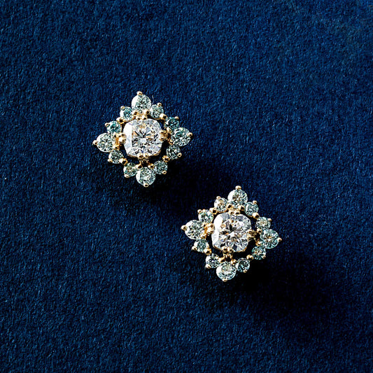 10K Moissanite Earrings [Birth of the Galaxy] (Yellow Gold) - Product Image