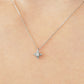 Platinum Diamond Heart Prong Setting Necklace [Ice Blue] - Model Image