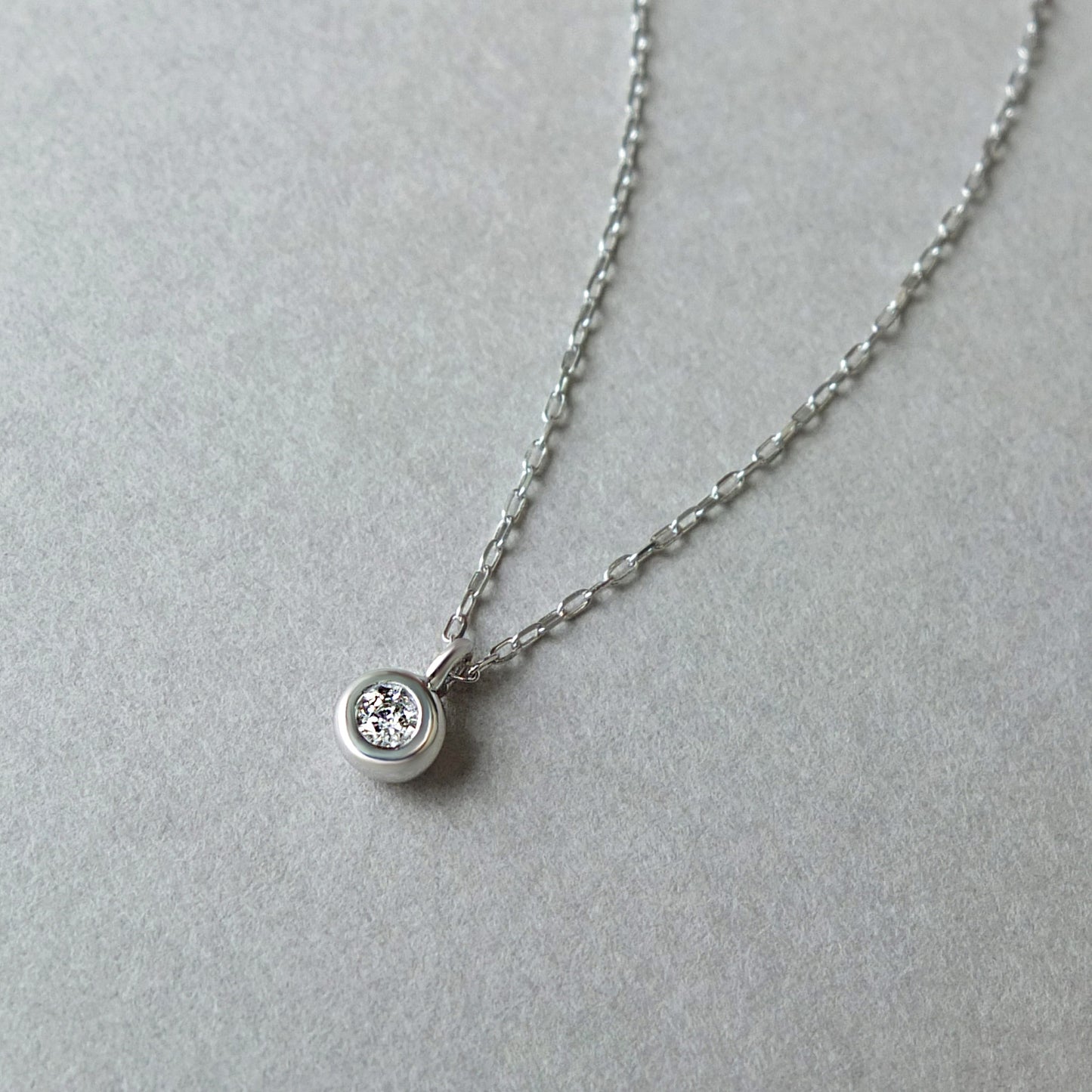 [Web Exclusive] 18K Diamond Solitaire Necklace (White Gold) - Product Image