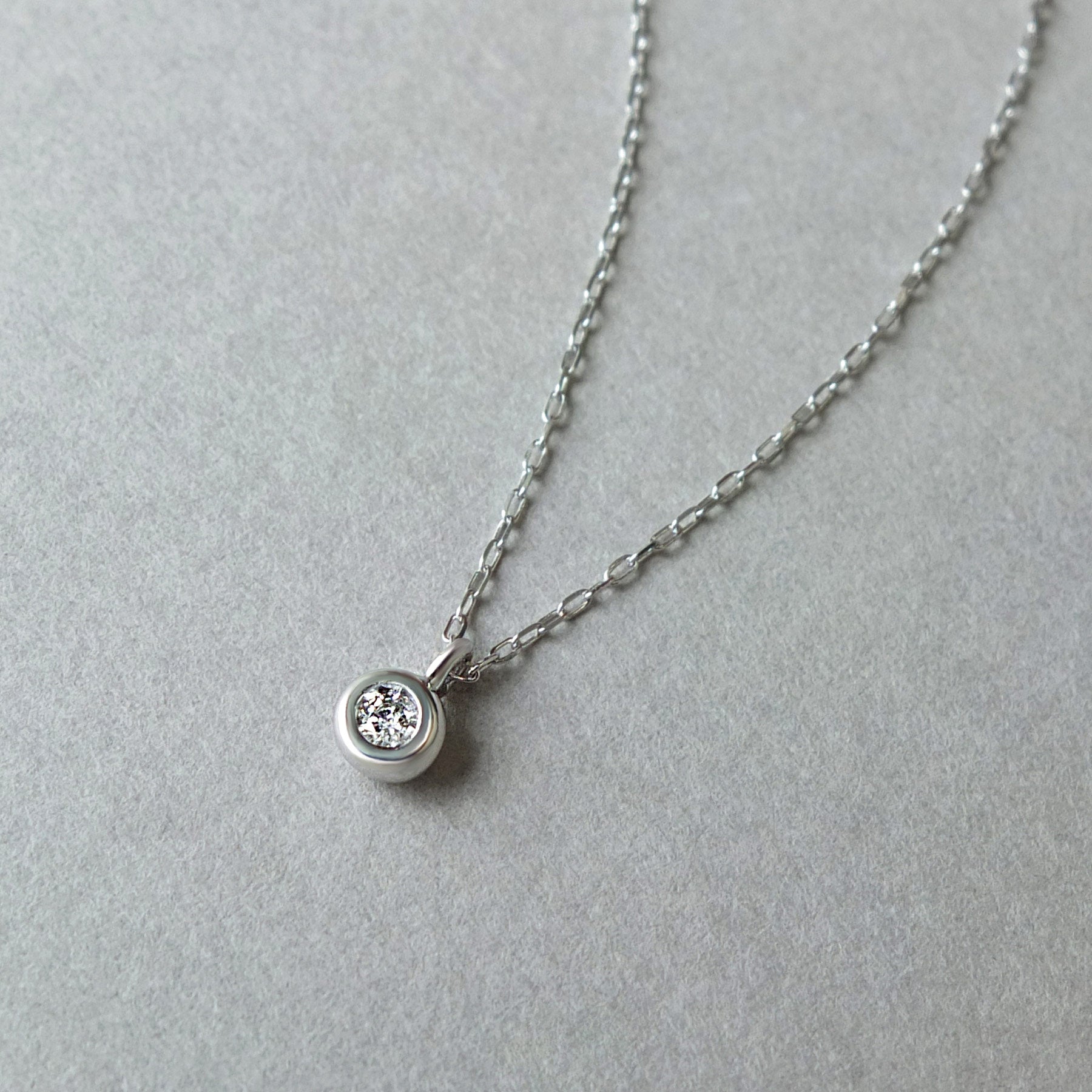 [Web Exclusive] 18K Diamond Solitaire Necklace (White Gold) - Product Image