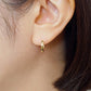 18K/10K Rhombus Cut Hoop Earrings (Yellow Gold) - Model Image