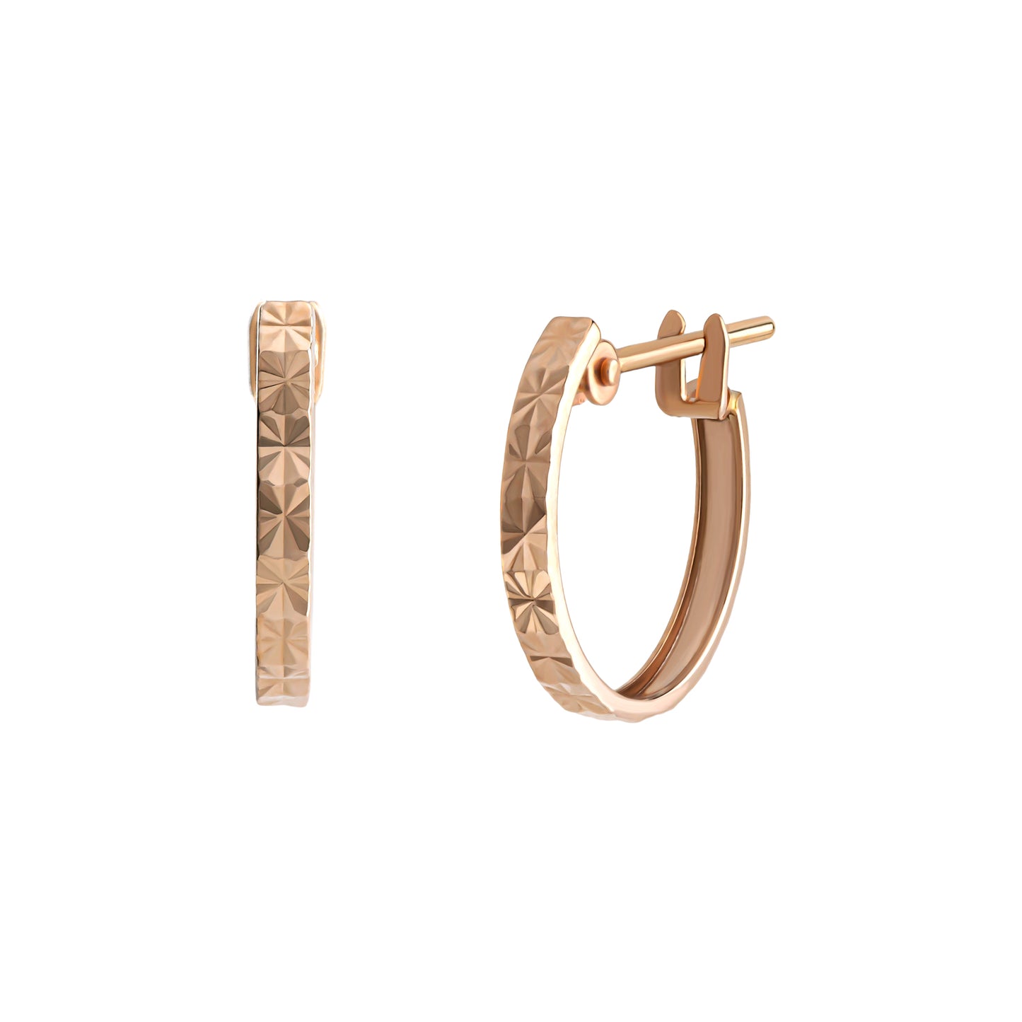 [WEB Exclusive] 18K/10K Flower Cut Slender Hoop Earrings (Rose Gold) - Product Image