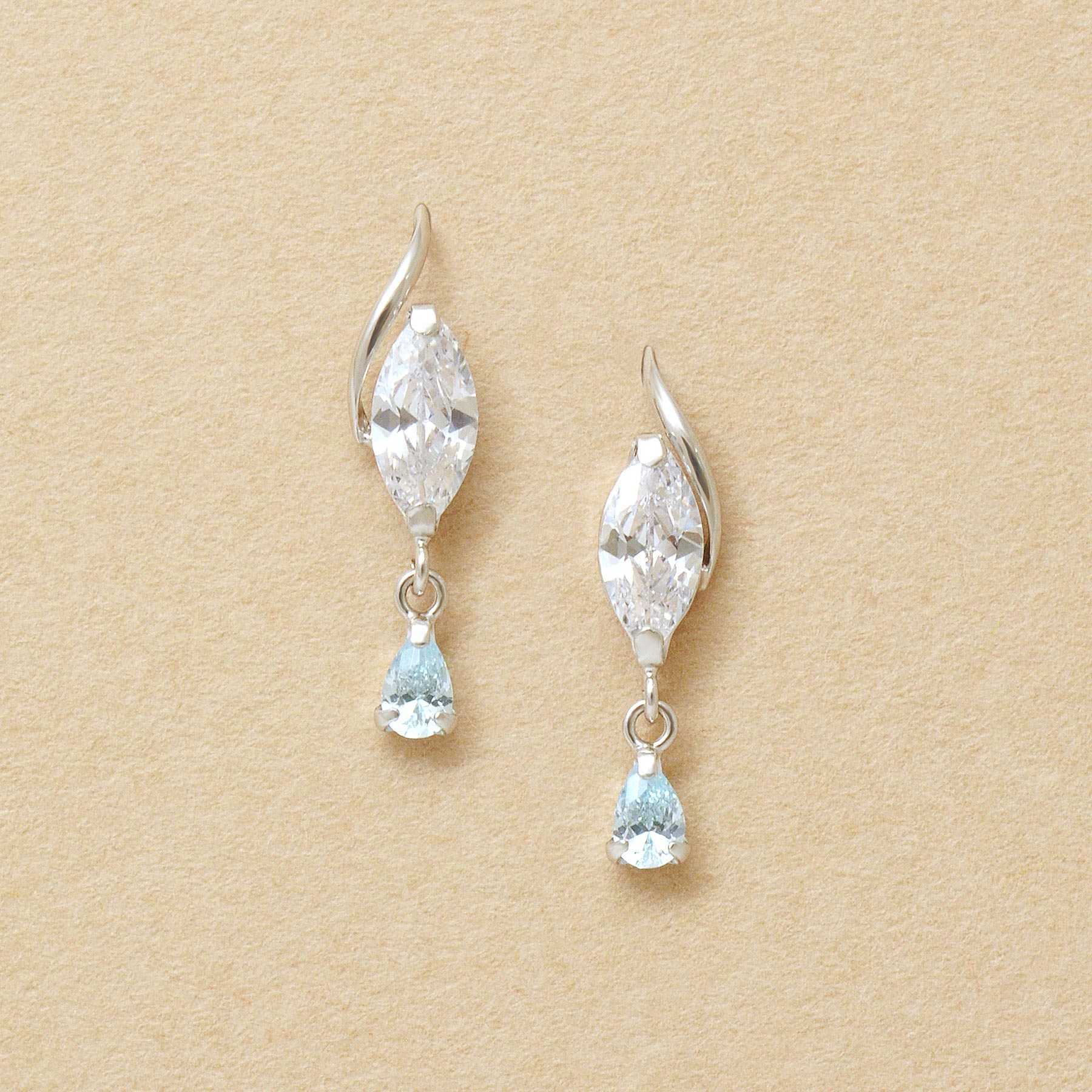 10K Marquise Swinging Earrings (White Gold) - Product Image