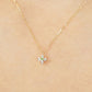 10K Diamond White Topaz Flower Necklace [Green] (Yellow Gold) - Model Image