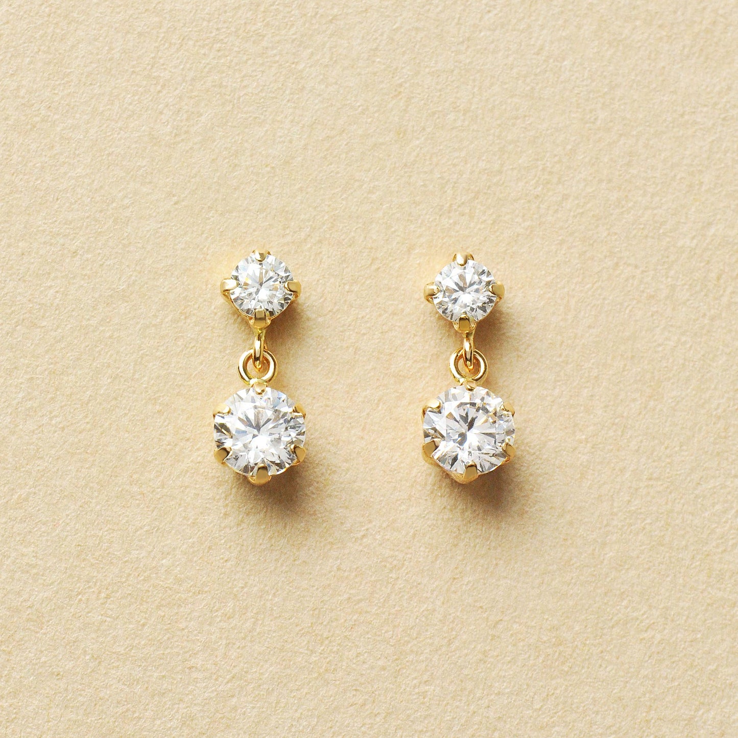 10K 2-Stone Swinging Earrings (Yellow Gold) - Product Image