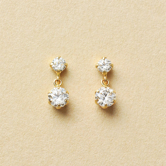10K 2-Stone Swinging Earrings (Yellow Gold) - Product Image