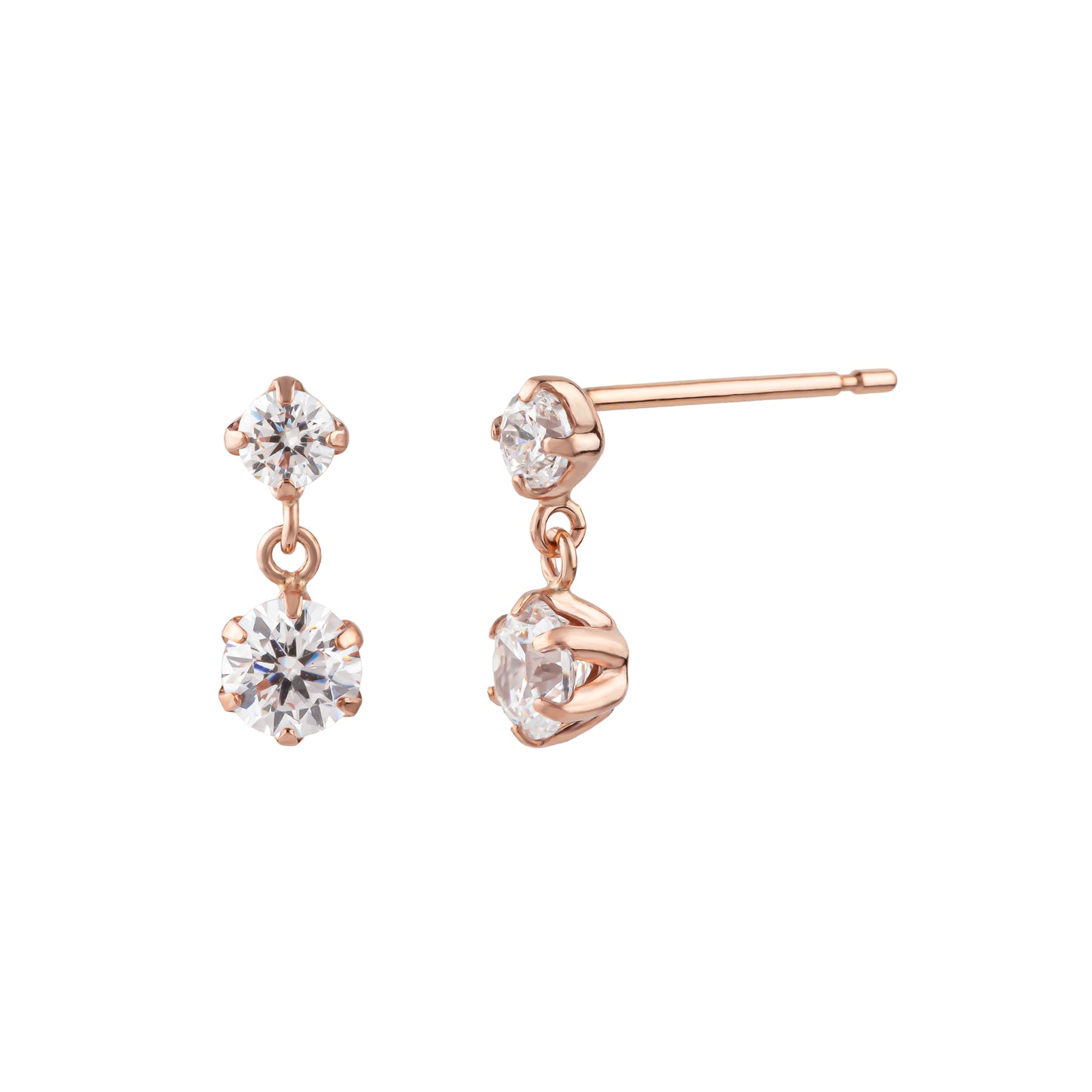10K 2-Stone Swinging Earrings (Rose Gold) - Product Image