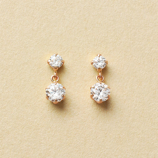 10K 2-Stone Swinging Earrings (Rose Gold) - Product Image