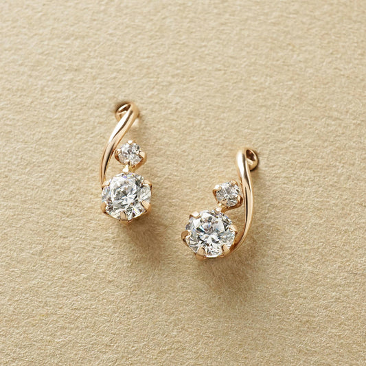 10K Twisted Line Stud Earrings (Rose Gold) - Product Image
