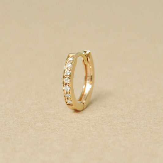 [Solo Earring] 14K/10K Diamond Huggie Hoop Single Earrings (Yellow Gold) - Product Image