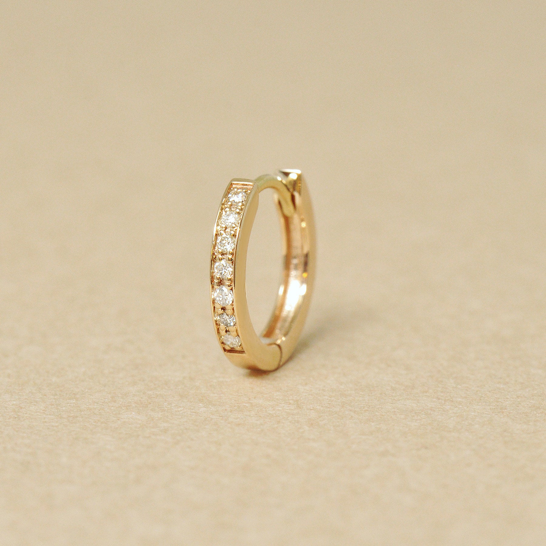 [Solo Earring] 14K/10K Diamond Huggie Hoop Single Earring (Small) (Yellow Gold) - Product Image